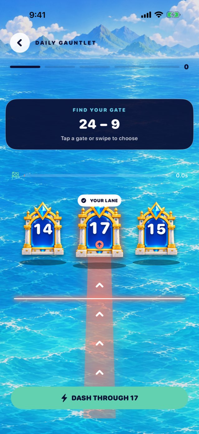 Daily Gauntlet round: pick the gate that solves 24 minus 9.